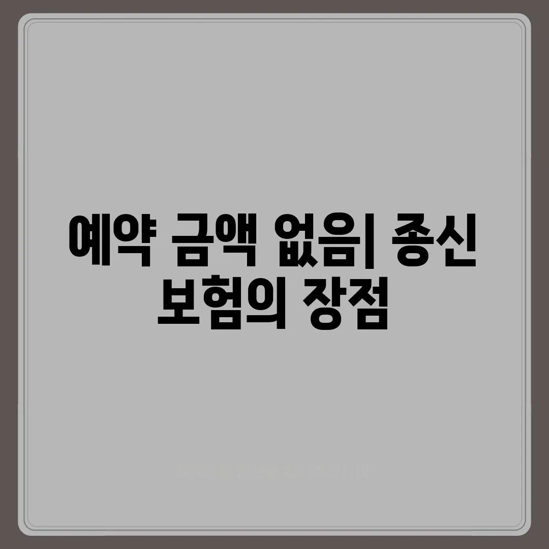 예약 금액 없음| 종신 보험의 장점