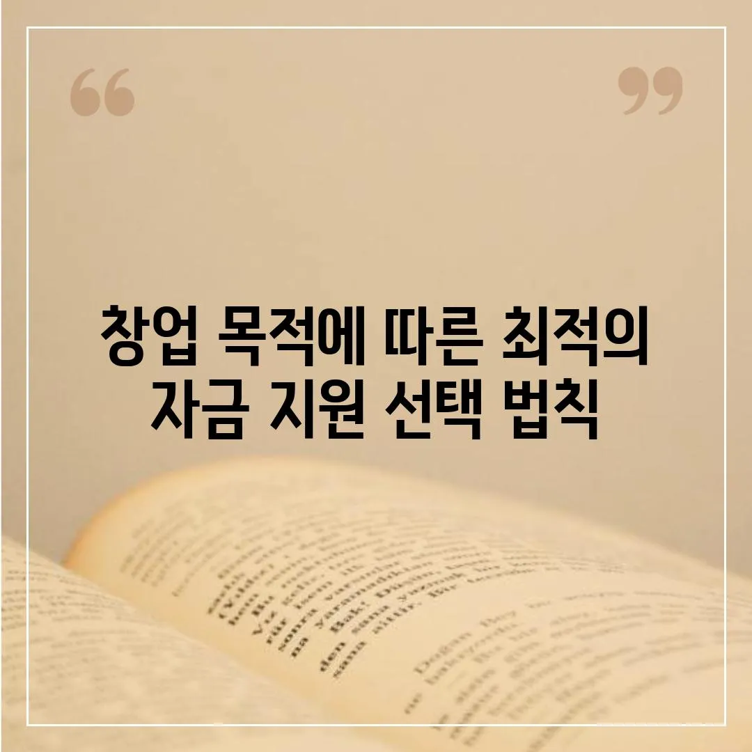 창업 목적에 따른 최적의 자금 지원 선택 법칙