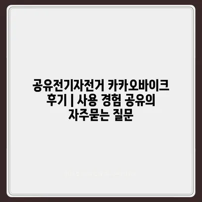 공유전기자전거 카카오바이크 후기 | 사용 경험 공유