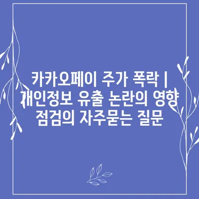 카카오페이 주가 폭락 | 개인정보 유출 논란의 영향 점검