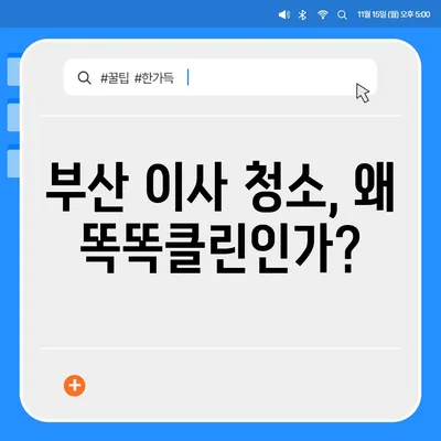 부산 이사 청소 업체, 똑똑클린은 하루 한 집만 최선을 다해요