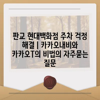 판교 현대백화점 주차 걱정 해결 | 카카오내비와 카카오T의 비법