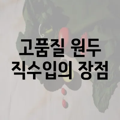 고품질 원두 직수입의 장점