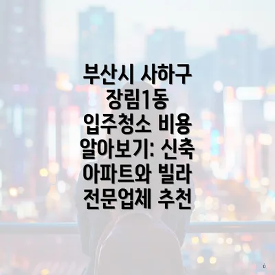 부산시 사하구 장림1동 입주청소 비용 알아보기: 신축 아파트와 빌라 전문업체 추천