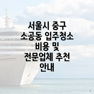 서울시 중구 소공동 입주청소 비용 및 전문업체 추천 안내