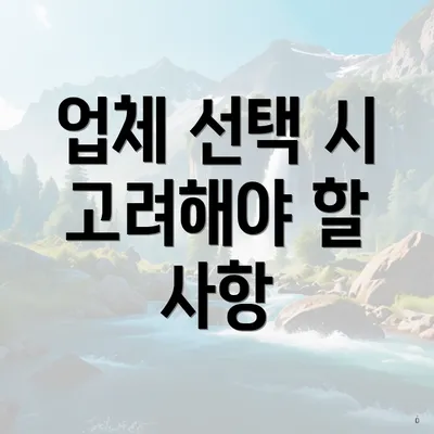 업체 선택 시 고려해야 할 사항