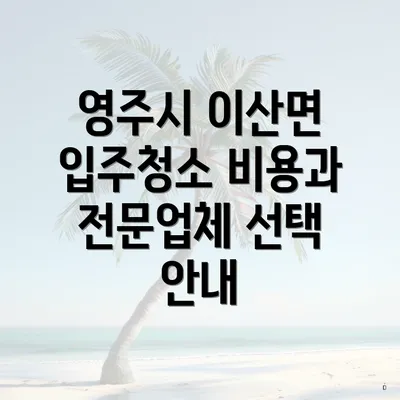 영주시 이산면 입주청소 비용과 전문업체 선택 안내