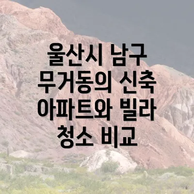 울산시 남구 무거동의 신축 아파트와 빌라 청소 비교