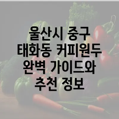 울산시 중구 태화동 커피원두 완벽 가이드와 추천 정보