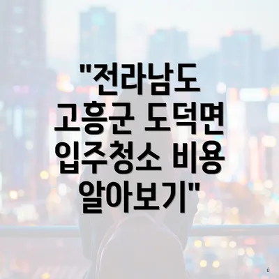 "전라남도 고흥군 도덕면 입주청소 비용 알아보기"