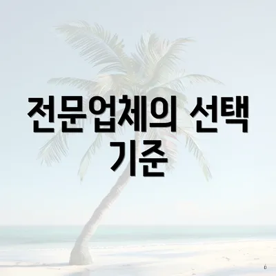 전문업체의 선택 기준