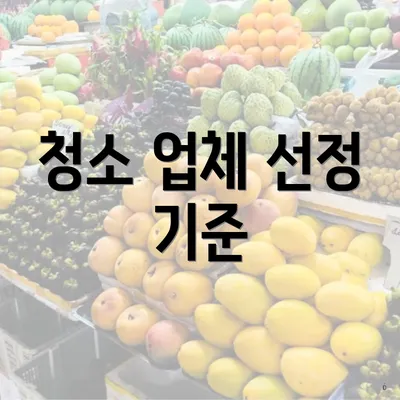 청소 업체 선정 기준