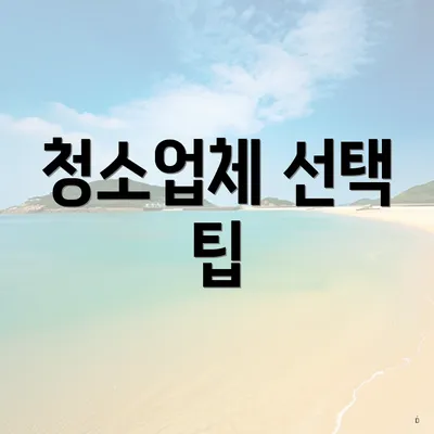 청소업체 선택 팁