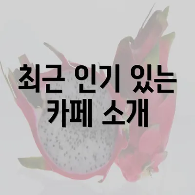 최근 인기 있는 카페 소개