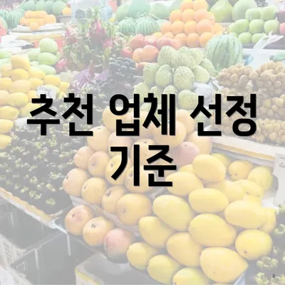 추천 업체 선정 기준