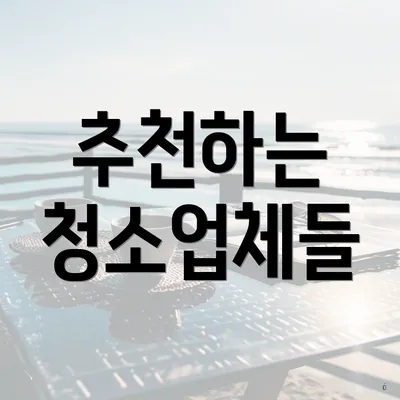 추천하는 청소업체들