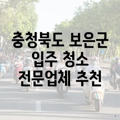 충청북도 보은군 입주 청소 전문업체 추천