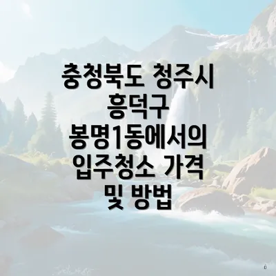 충청북도 청주시 흥덕구 봉명1동에서의 입주청소 가격 및 방법