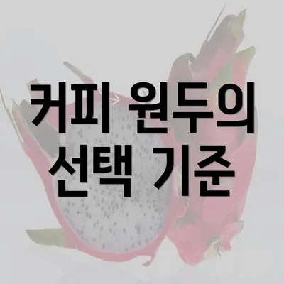 커피 원두의 선택 기준