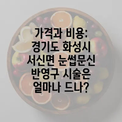 가격과 비용: 경기도 화성시 서신면 눈썹문신 반영구 시술은 얼마나 드나?