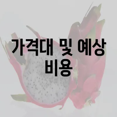 가격대 및 예상 비용