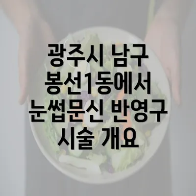 광주시 남구 봉선1동에서 눈썹문신 반영구로 외모를 새롭게!