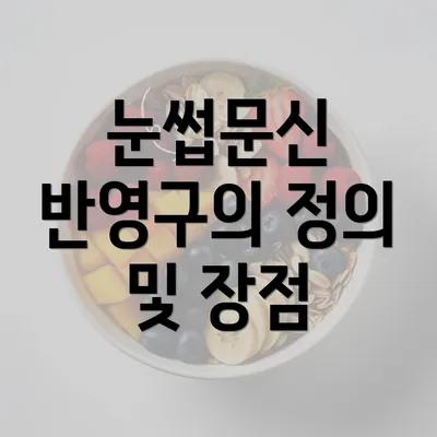 눈썹문신 반영구의 정의 및 장점