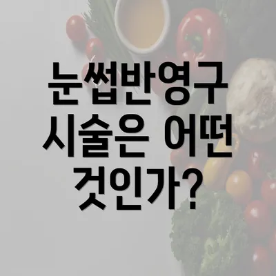 눈썹반영구 시술은 어떤 것인가?