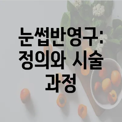 눈썹반영구: 정의와 시술 과정