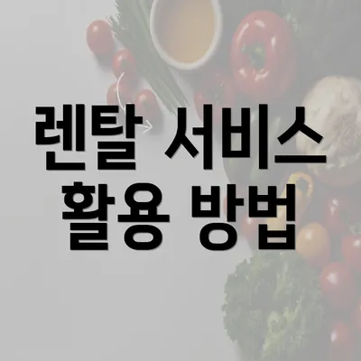 렌탈 서비스 활용 방법