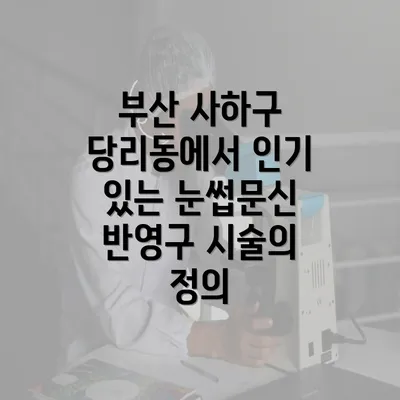 부산 사하구 당리동에서 인기 있는 눈썹문신 반영구 시술의 정의