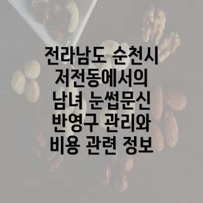 전라남도 순천시 저전동에서의 남녀 눈썹문신 반영구 관리와 비용 관련 정보