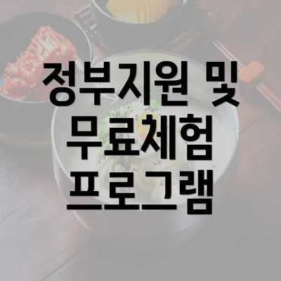 정부지원 및 무료체험 프로그램