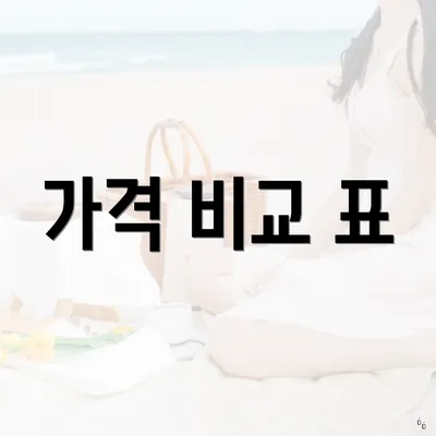 가격 비교 표