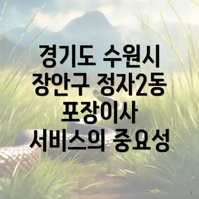 경기도 수원시 장안구 정자2동 포장이사 서비스의 중요성