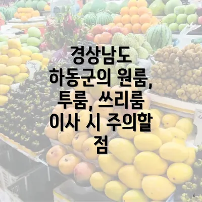 경상남도 하동군의 원룸, 투룸, 쓰리룸 이사 시 주의할 점