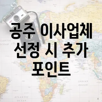 공주 이사업체 선정 시 추가 포인트