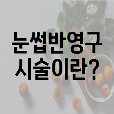 눈썹반영구 시술이란?