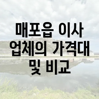 매포읍 이사 업체의 가격대 및 비교