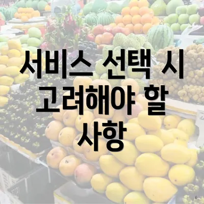 서비스 선택 시 고려해야 할 사항