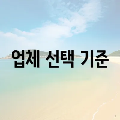 업체 선택 기준