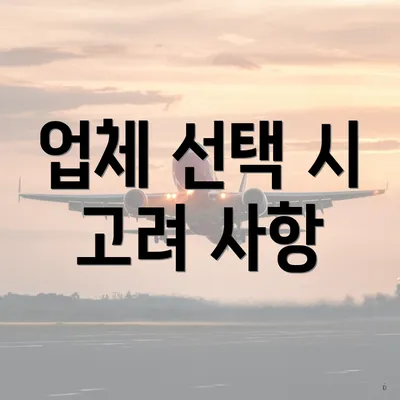 업체 선택 시 고려 사항