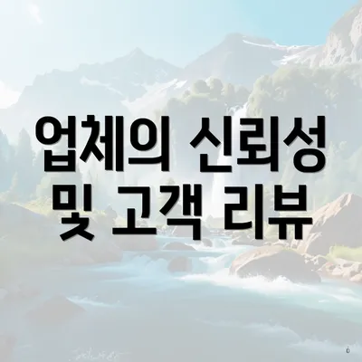 업체의 신뢰성 및 고객 리뷰