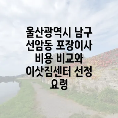 울산광역시 남구 선암동 포장이사 비용 비교와 이삿짐센터 선정 요령