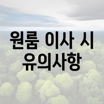 원룸 이사 시 유의사항