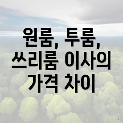 원룸, 투룸, 쓰리룸 이사의 가격 차이