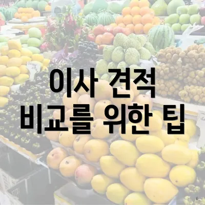 이사 견적 비교를 위한 팁