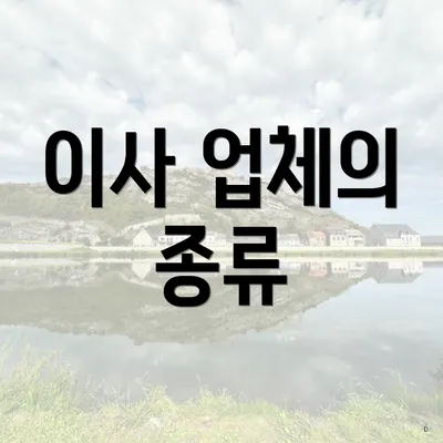 이사 업체의 종류