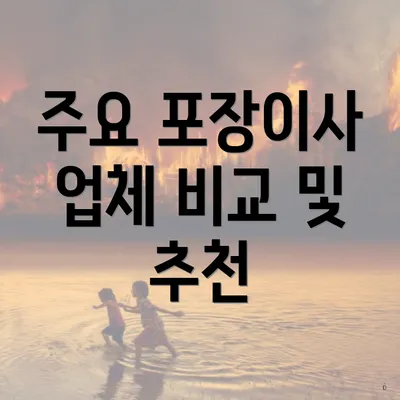 주요 포장이사 업체 비교 및 추천