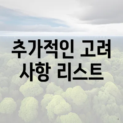 추가적인 고려 사항 리스트